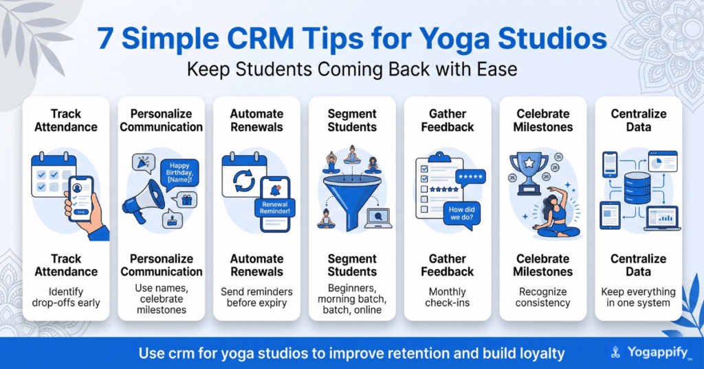 crm for yoga studios tips infographic