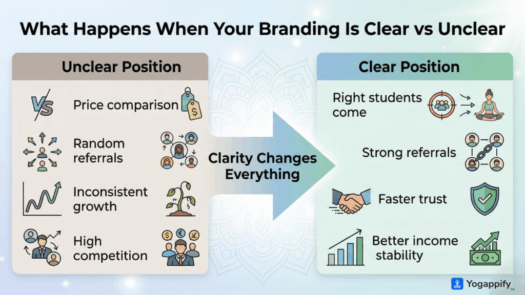 Comparison of clear and unclear branding for yoga teachers and impact on income